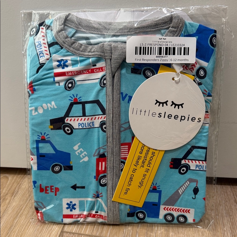 Little Sleepies Police Print Kids Pajamas in Blue and Gray